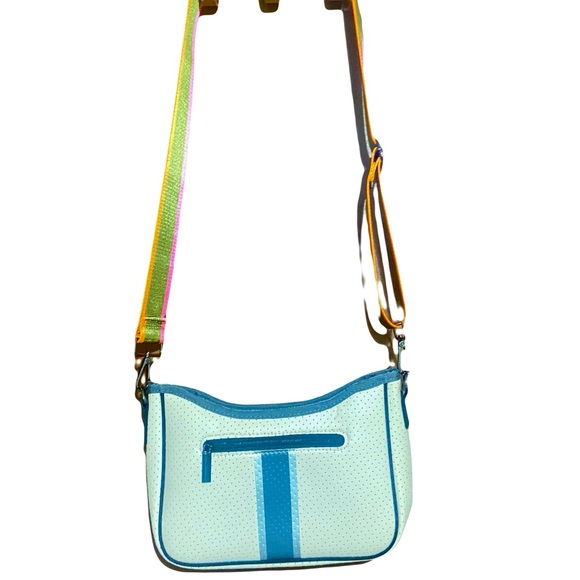 HAUTE SHORE Beige and Gray Crossbody Bag with Multicolor Strap - Picture 9 of 15